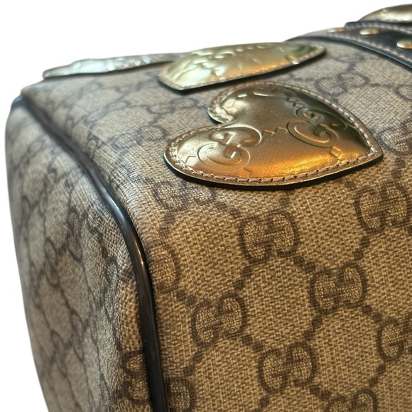 Gucci limited edition Joy Boston Women's Brown and Gold Heart Pattern Bag - Picture 6 of 16